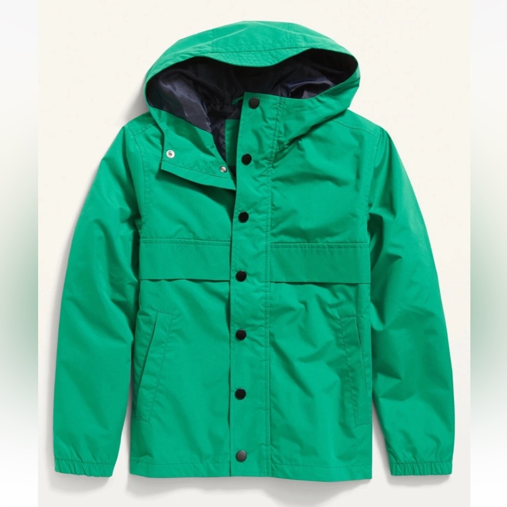 Old Navy Vibrant Green Hooded‎ Jacket water resistant wind breaker small small